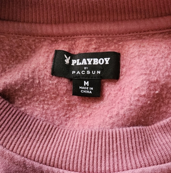 Playboy By Pacsun Women's Medium Sweatshirt Pink Tie Dye Crop Logo Crewneck - Picture 3 of 6